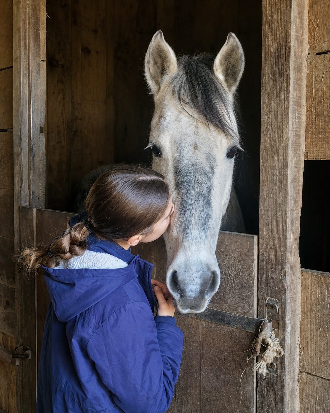 Moment de complicité entre une enfant et un cheval au Poney Club Équi-libre